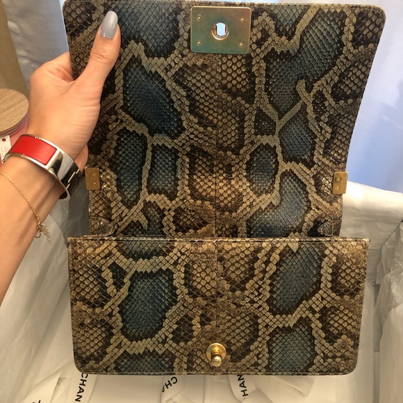 SOLD❌Chanel Boy Phyton With Swarovski Crystals - Picture 12 of 16